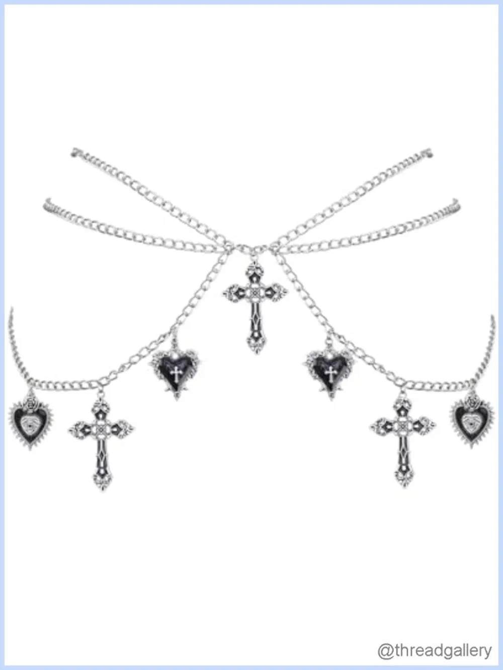 Punk Waist Chain 3-Layer Body Belt Cross Heart Stars Adjustable Cosplay
